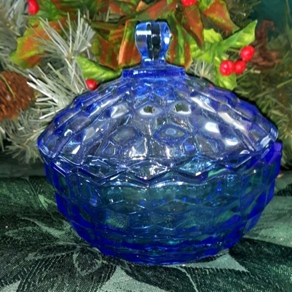 BLUE BOWL  FOSTORIA - Picture 1 of 3